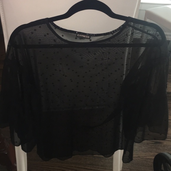 Express Tops - Express swiss dot mesh blouse with/fluted sleeves